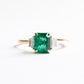 18K 1.17 ct Emerald Diamond Three Stone Ring