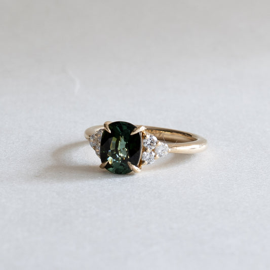 2.1 ct Green Tourmaline & Diamond Ring