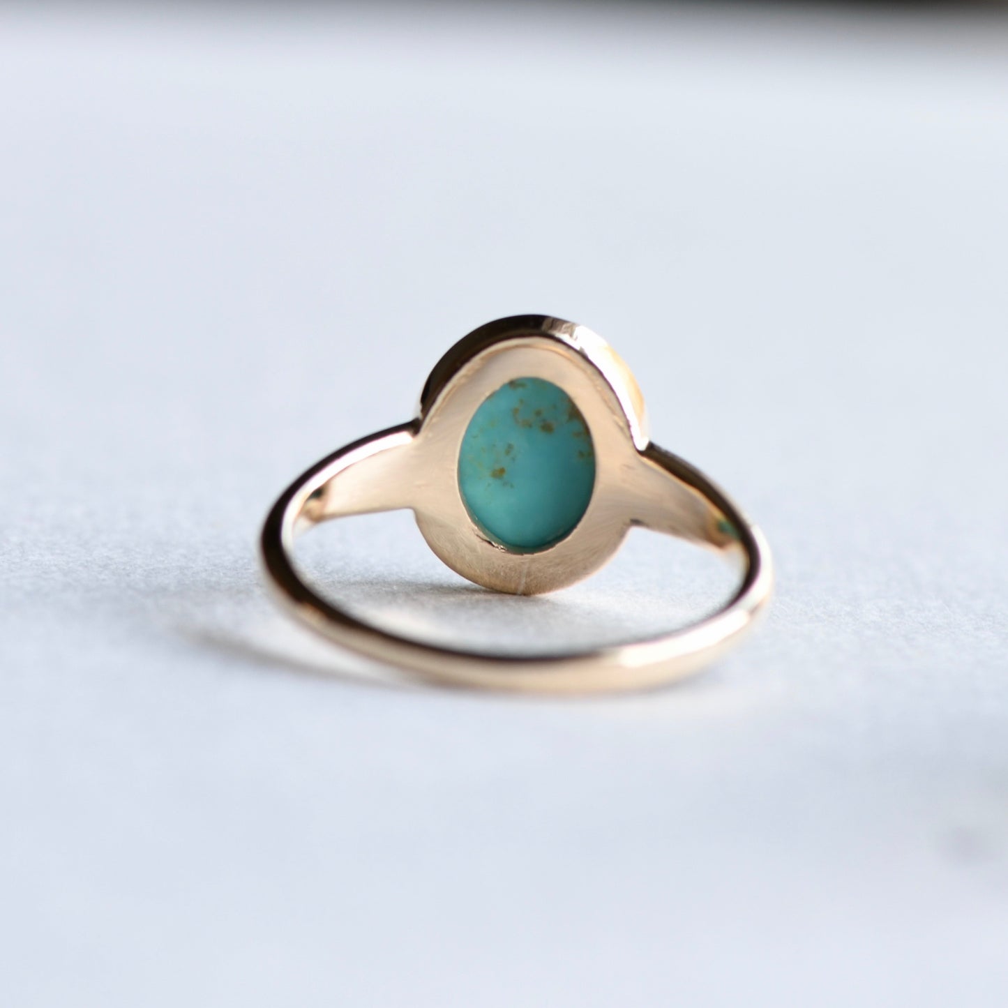 14k Yellow Gold Turquoise Cabochon Ring