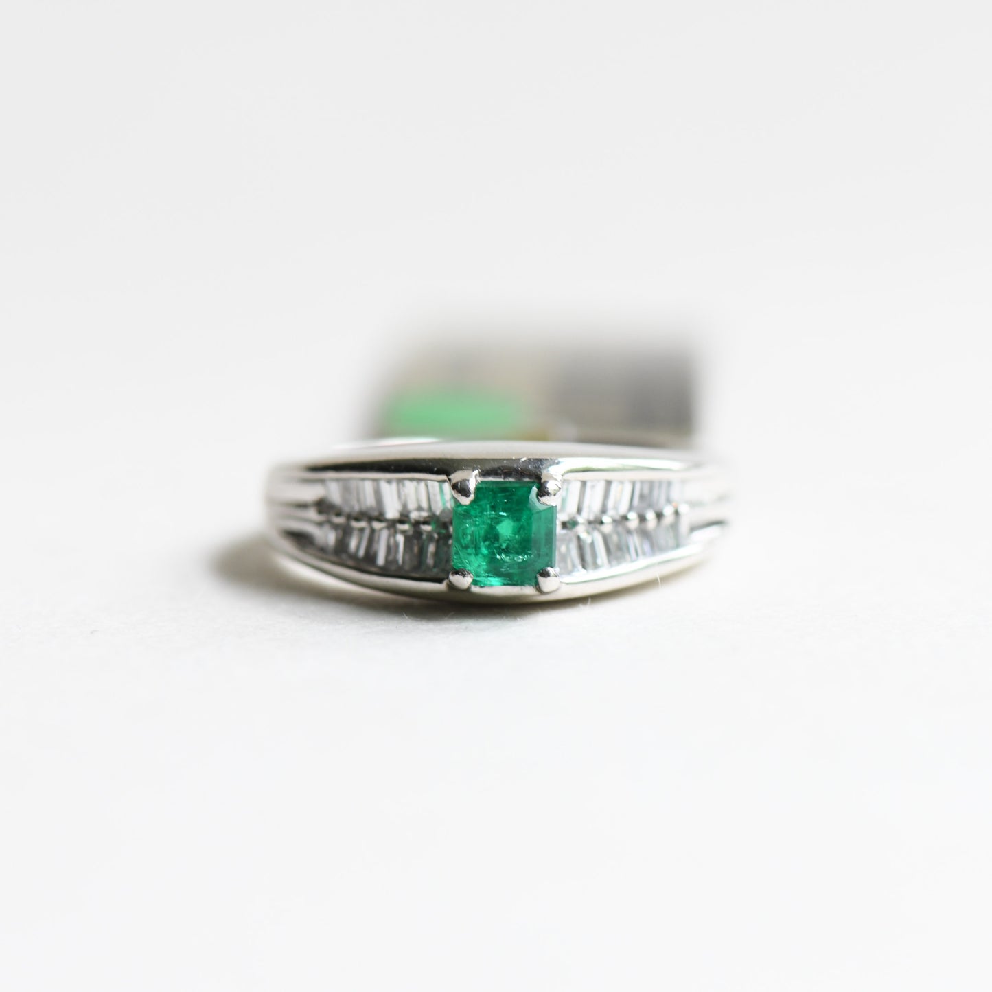 Emerald Diamond Platinum Ring