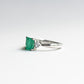 Platinum Emerald Diamond Ring: 1.23 Carat Three Stone Estate Ring