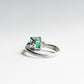 Platinum Emerald Diamond Ring: 1.23 Carat Three Stone Estate Ring
