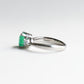 Platinum Emerald Diamond Ring: 1.23 Carat Three Stone Estate Ring