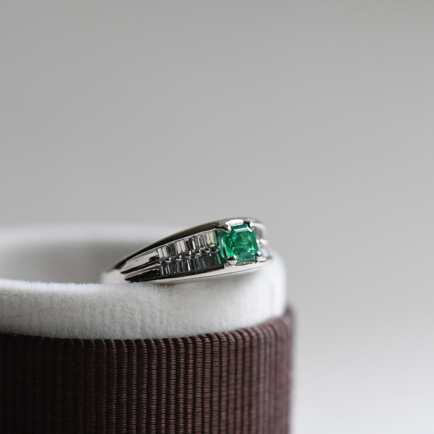 Emerald Diamond Platinum Ring