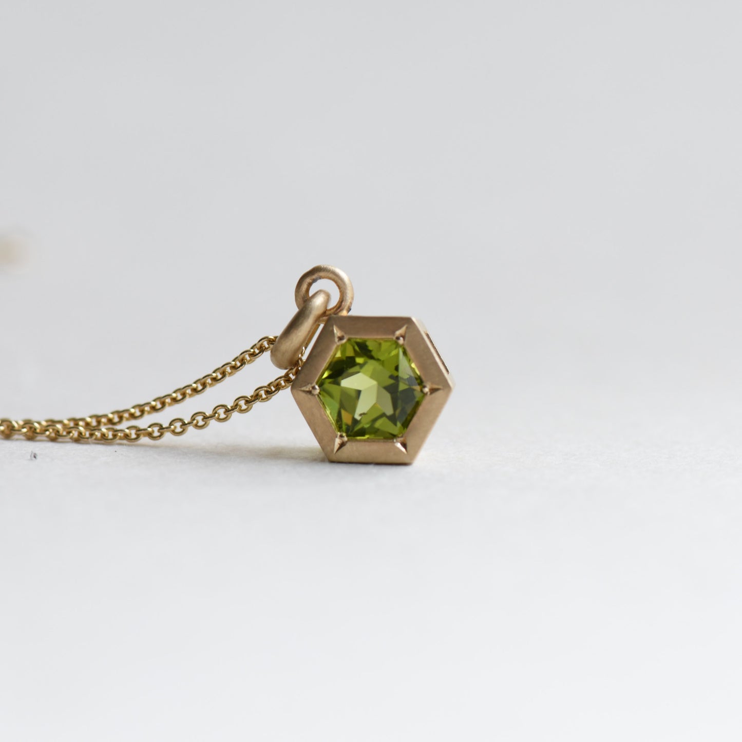 Hexagon Peridot Necklace