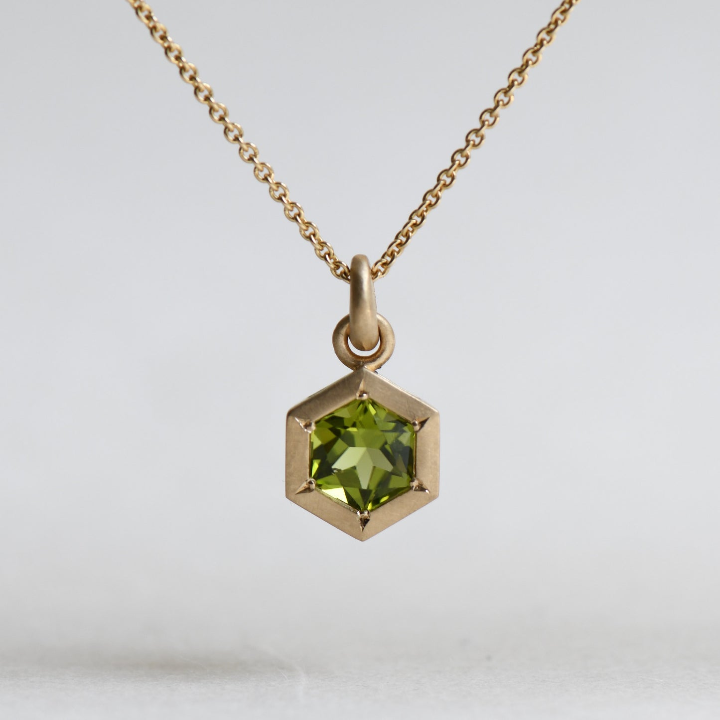 Hexagon Peridot Necklace