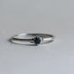 14K White Gold Blue Sapphire Solitaire Ring - Hexagon Honeycomb Design