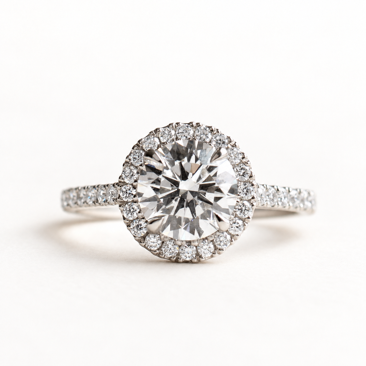 1.5 carat Round Lab Diamond Halo Engagement Ring