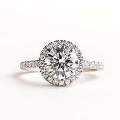 1.5 carat Round Lab Diamond Halo Engagement Ring