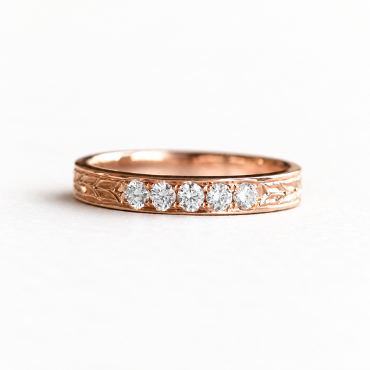 14K Rose Gold Diamond Band