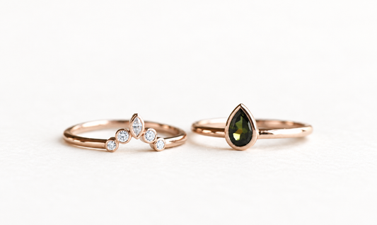 14k Rose Gold Tourmaline Diamond Set