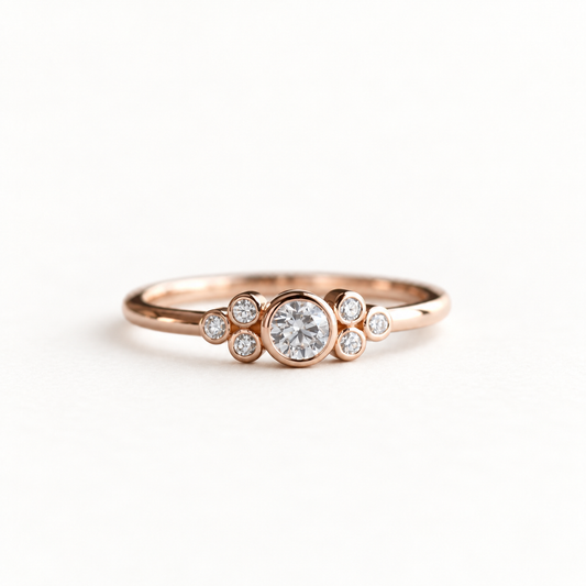 14K Rose Gold 0.2 Carat Diamond Cluster Ring
