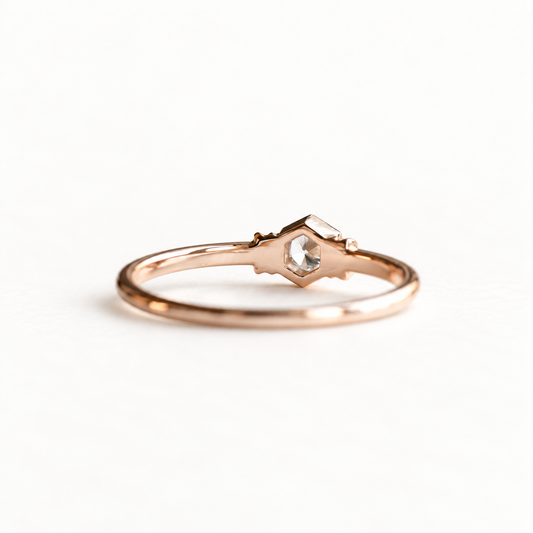 14K Rose Gold Honeycomb Diamond Ring
