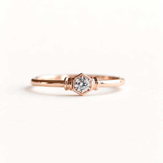 14K Rose Gold Honeycomb Diamond Ring