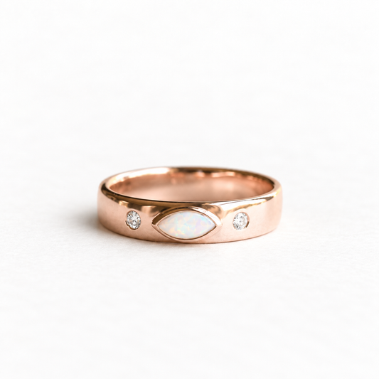 14K Opal Marquise 4mm Band, Size 6, 8