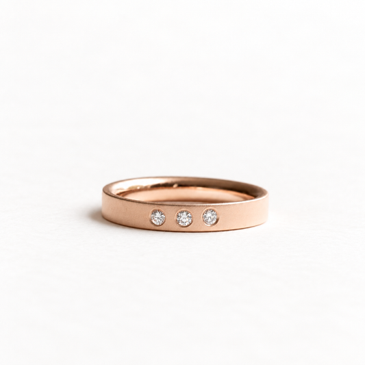 14K Rose Gold Trio Diamond Band