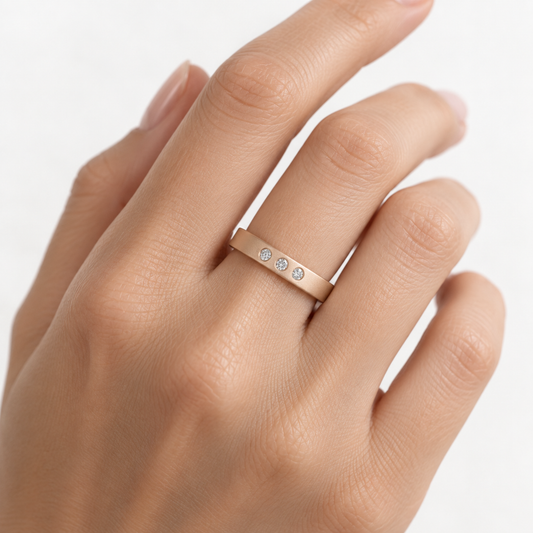 14K Rose Gold Trio Diamond Band