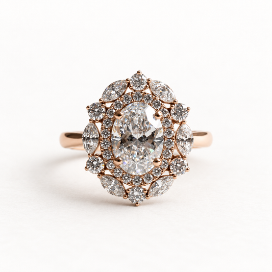 14K Rose Gold 2.55TCW Oval Halo Diamond Ring