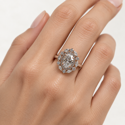 14K Rose Gold 2.55TCW Oval Halo Diamond Ring