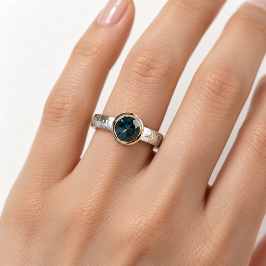 Silver Two Tone Topaz Ring