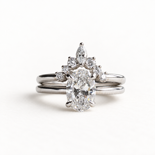 14K White Gold Diamond Engagement Ring Set