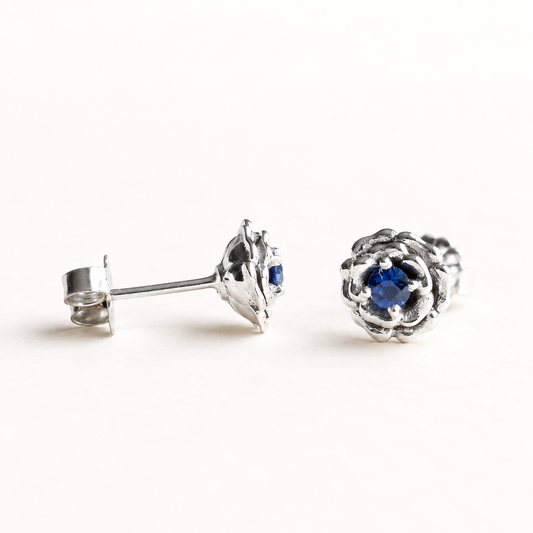 14K Sapphire Rose Studs