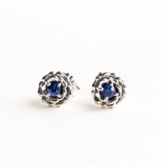 14K Sapphire Rose Studs