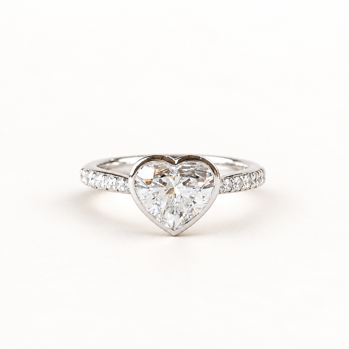 14K White Gold IGI 1.5 Carat Lab Diamond Heart Engagement Ring