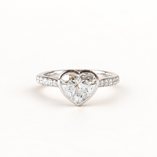 14K White Gold IGI 1.5 Carat Lab Diamond Heart Engagement Ring