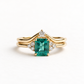18k Yellow Gold Emerald Diamond Ring Set