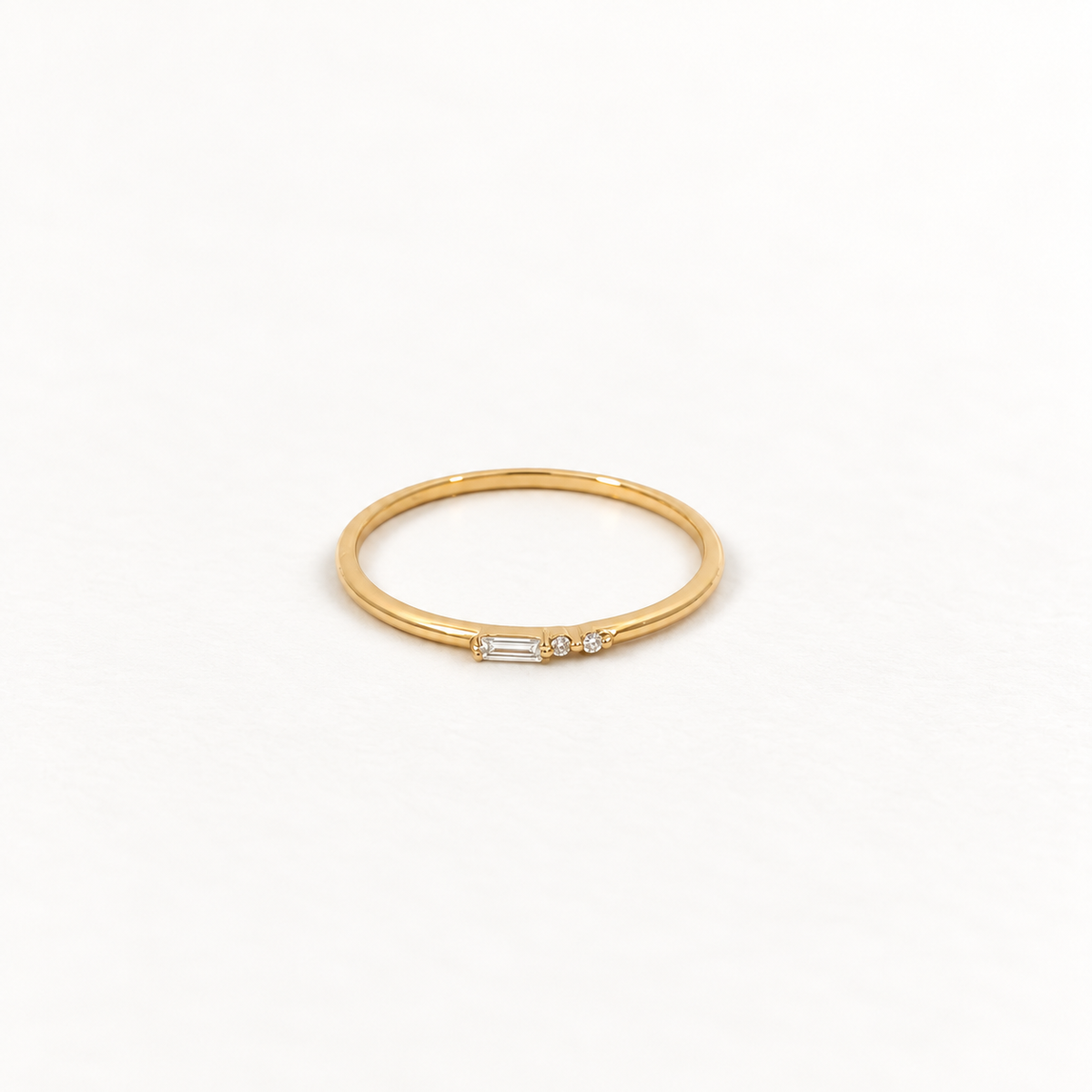 14K Baguette Diamond Dainty Ring