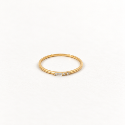 14K Baguette Diamond Dainty Ring