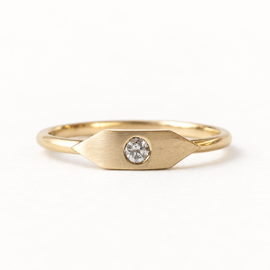 14K Signet Diamond Ring