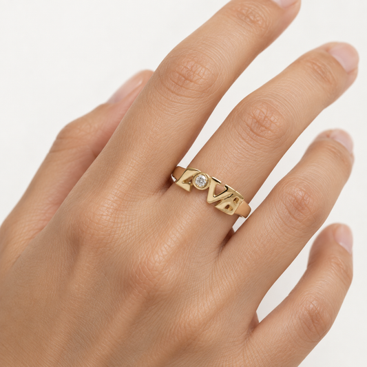 14K Birthstone Love Ring