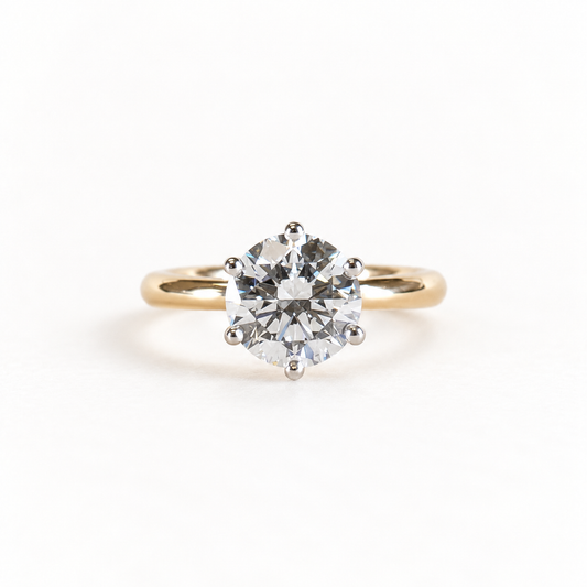 14K Two Toned 2 Carat Lab Diamond Engagement Ring