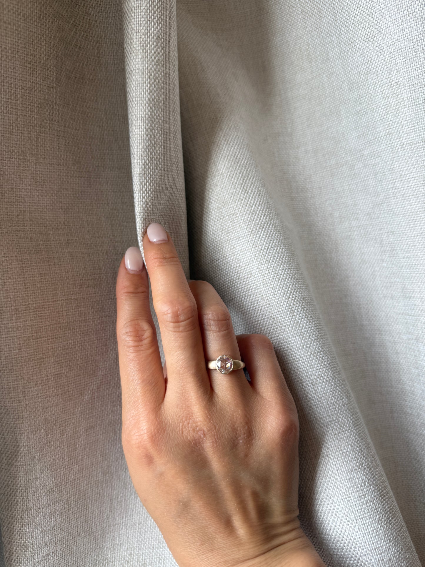 14K Yellow Gold Moissanite Ring Rose Cut Ring