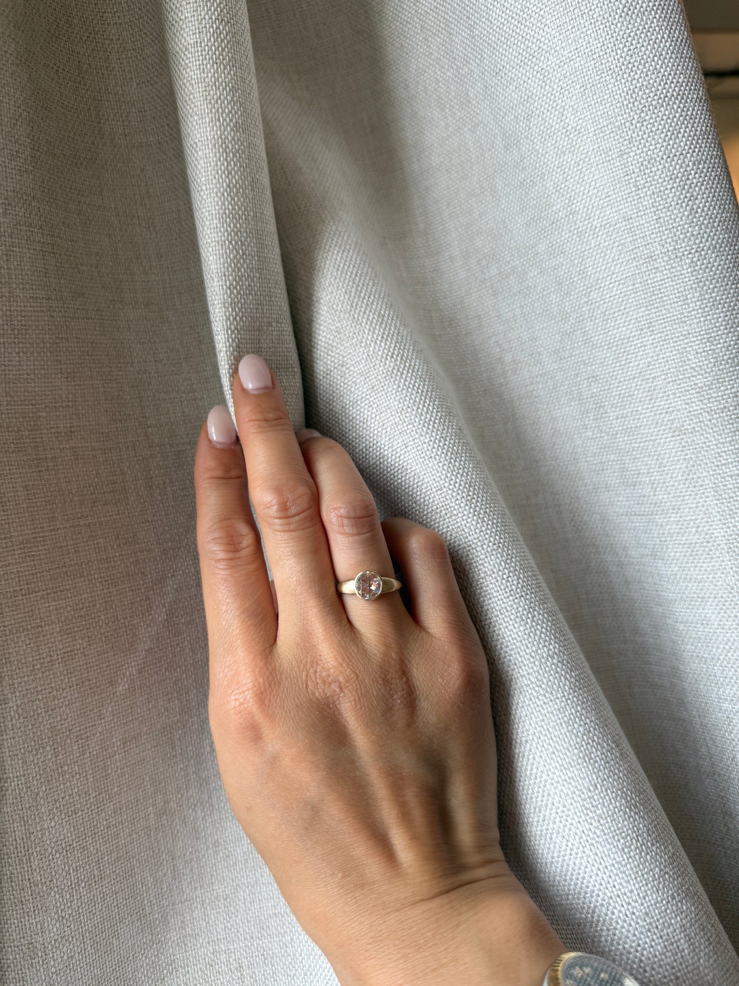 14K Yellow Gold Moissanite Ring Rose Cut Ring