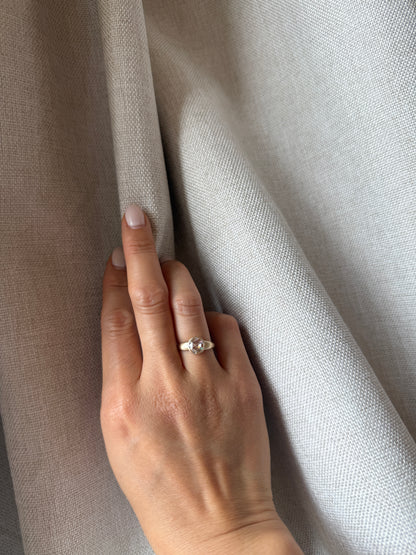 14K Yellow Gold Moissanite Ring Rose Cut Ring