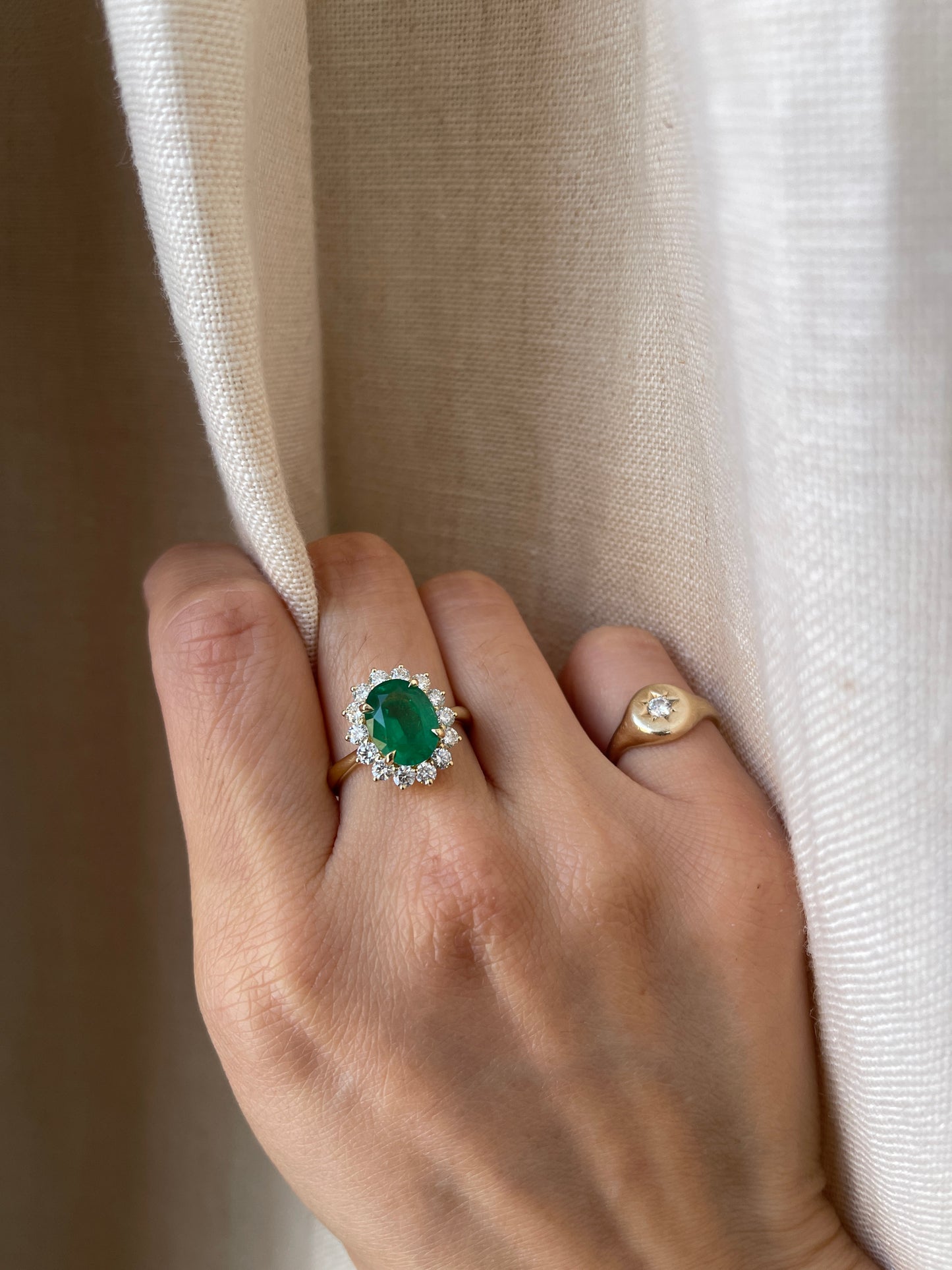 18K GIA 3.03 Carat Emerald Diamond Engagement Ring
