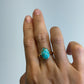 14K Yellow Gold Turquoise Ring: Oval Kingman Turquoise Bezel Setting
