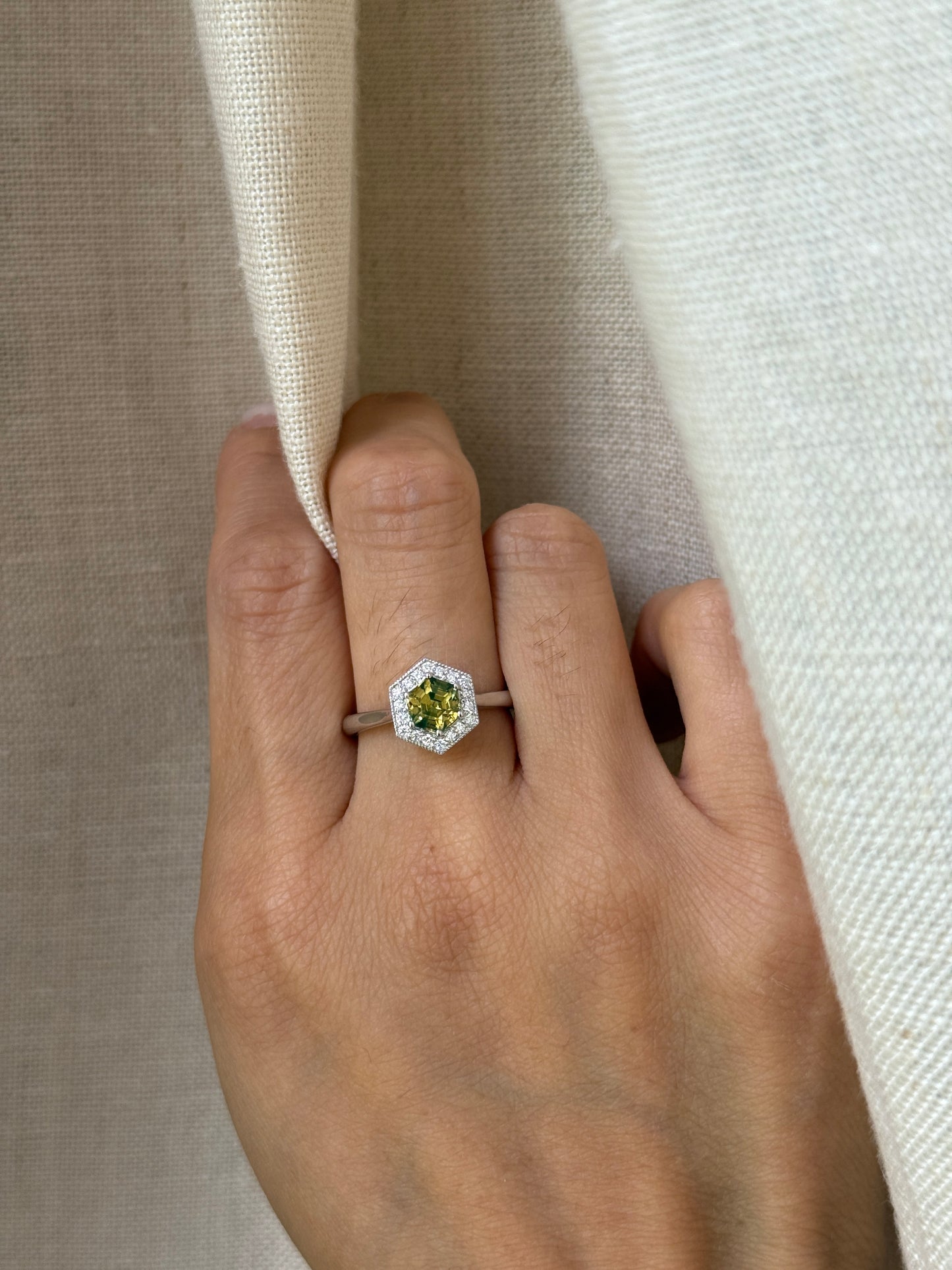 14K White Gold Australian Parti Sapphire Ring