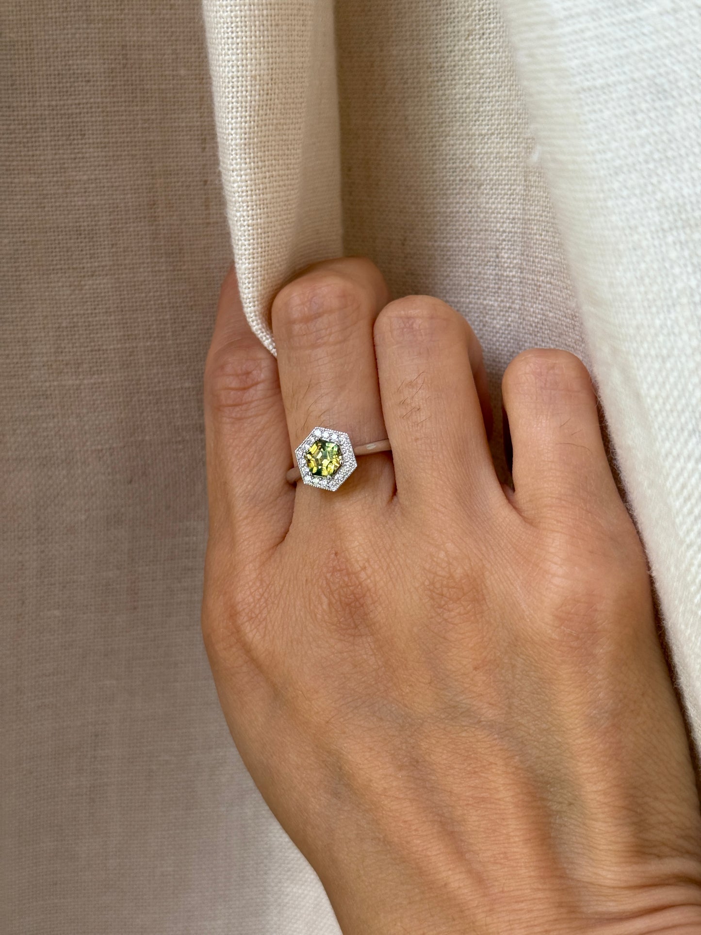 14K White Gold Australian Parti Sapphire Ring