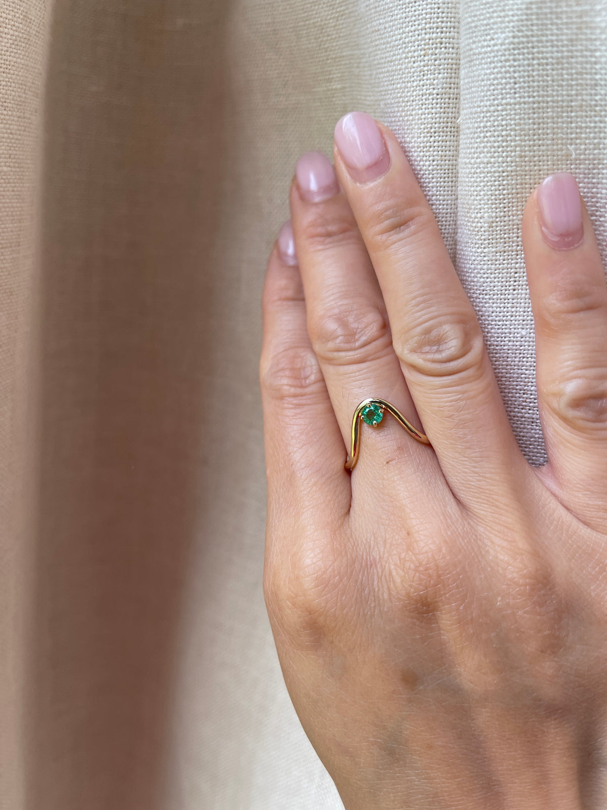 14K Yellow Gold Emerald Ring Guard, Size 7