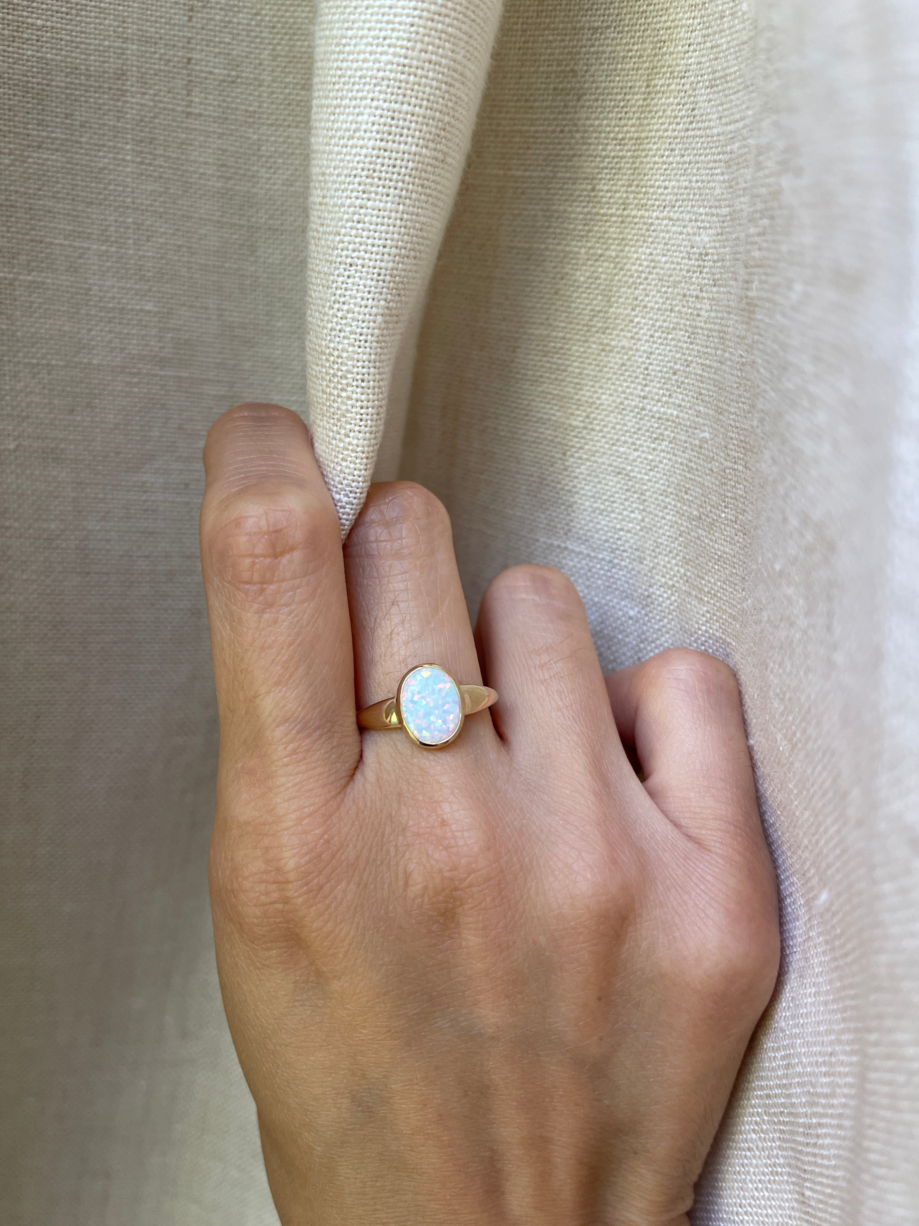 Synthetic opal sale ring