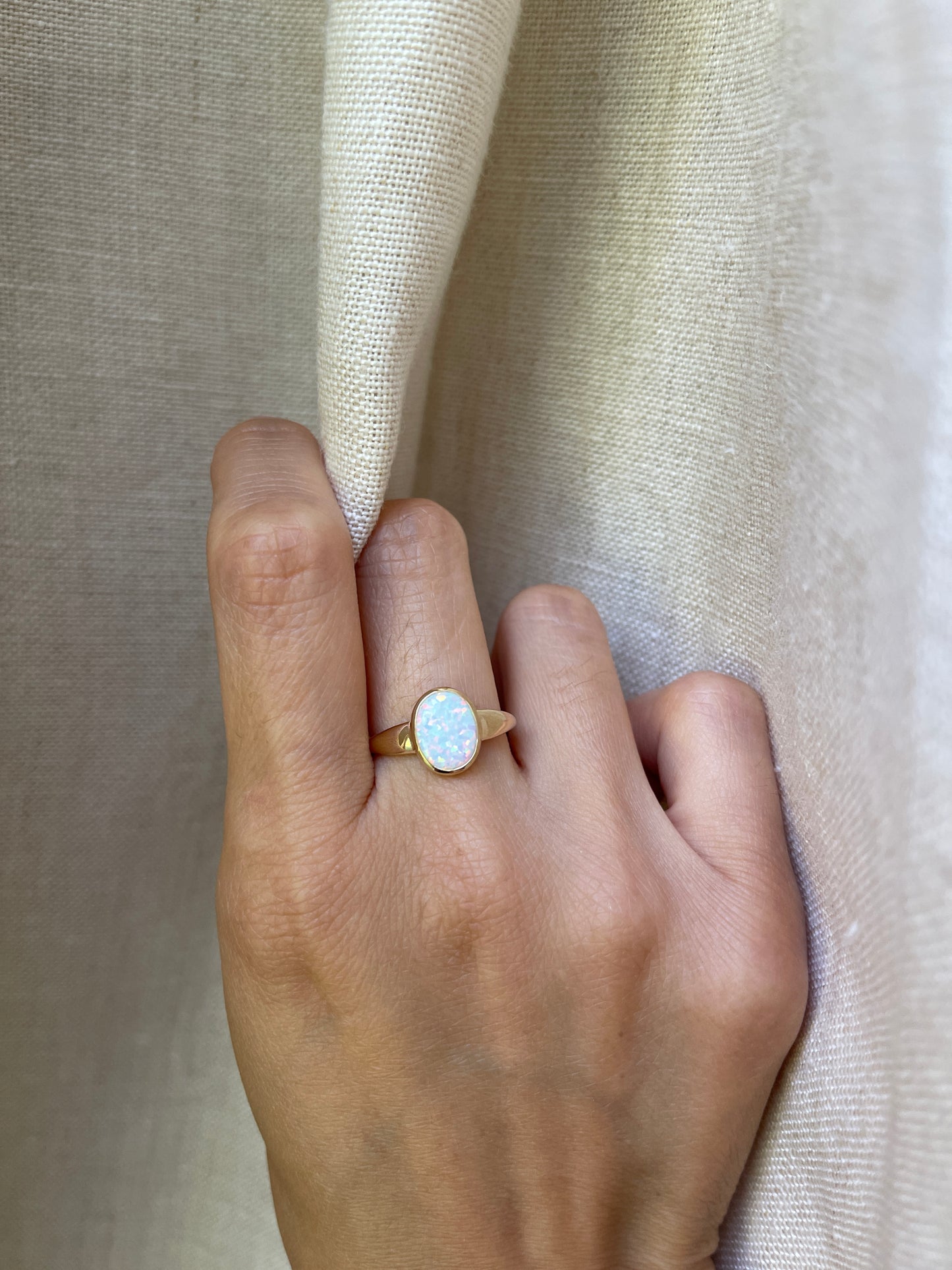 14K Synthetic Opal Ring