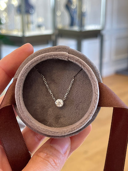 14K 0.29 Carat Bezel Natural Diamond Necklace