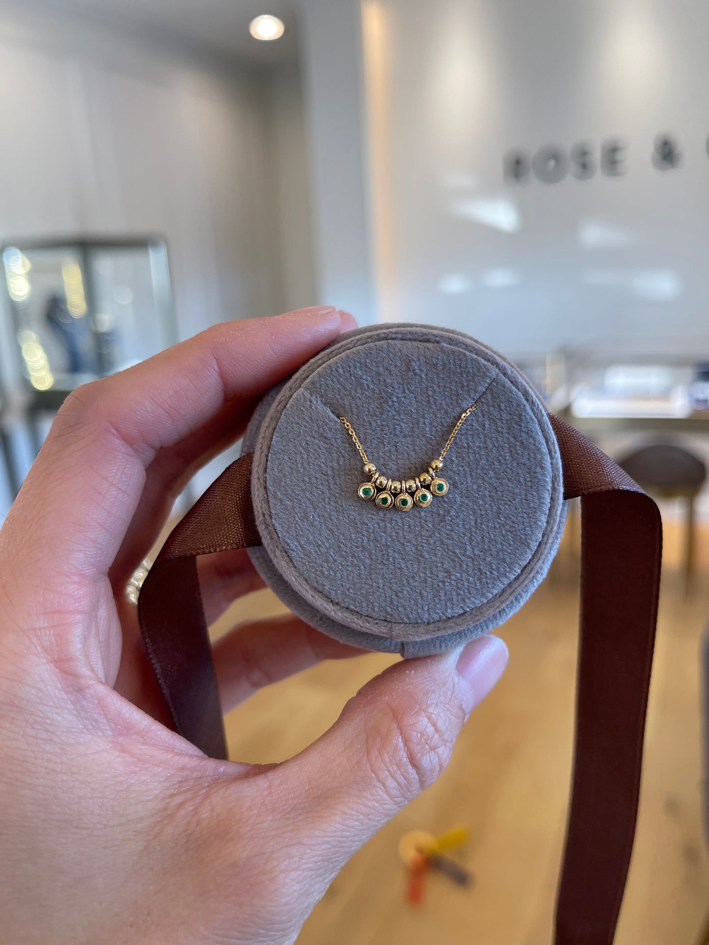 14K Emerald Bezel and Bead Necklace