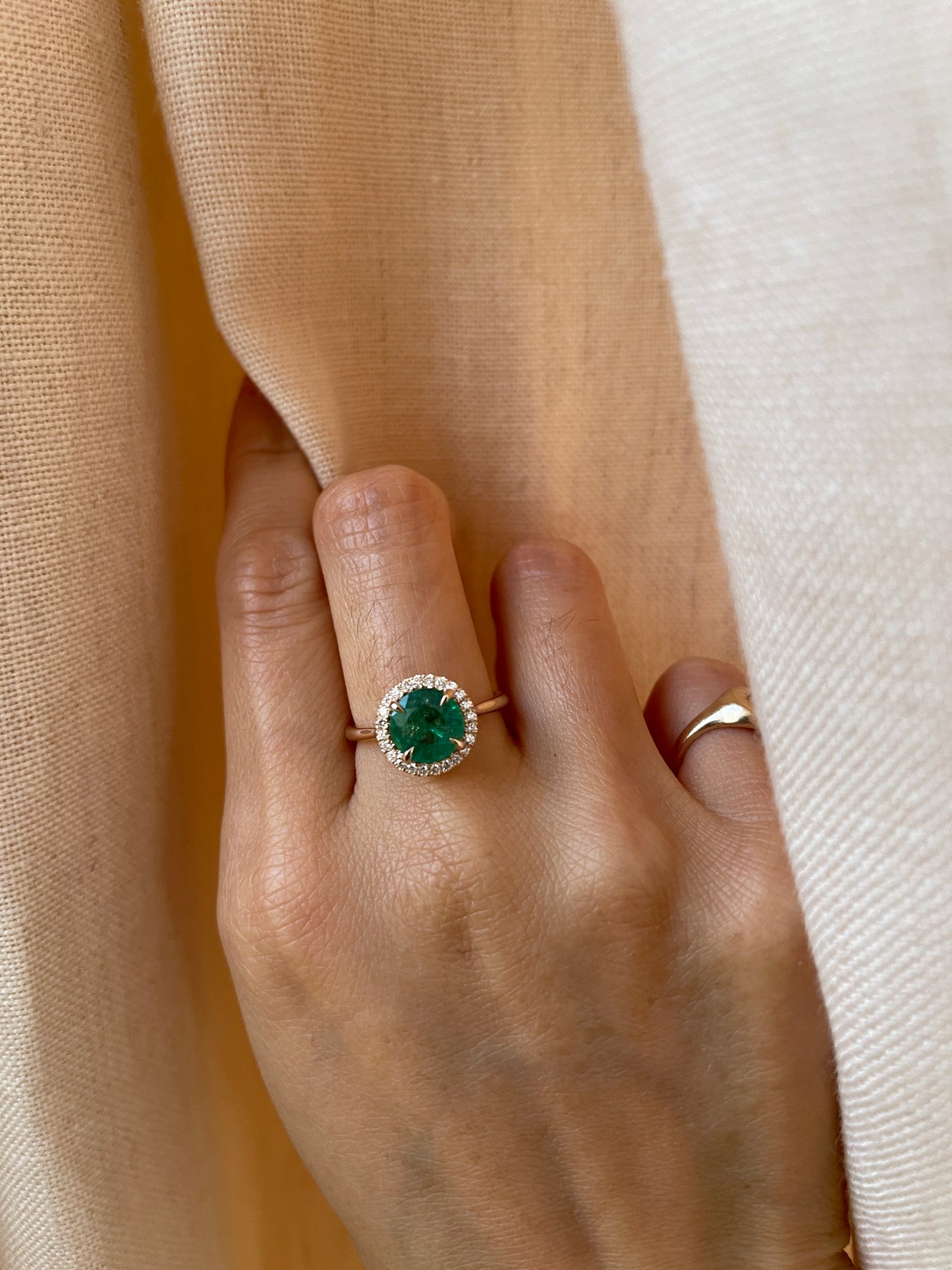 18K GIA 2.05 Carat Emerald Diamond Halo Ring