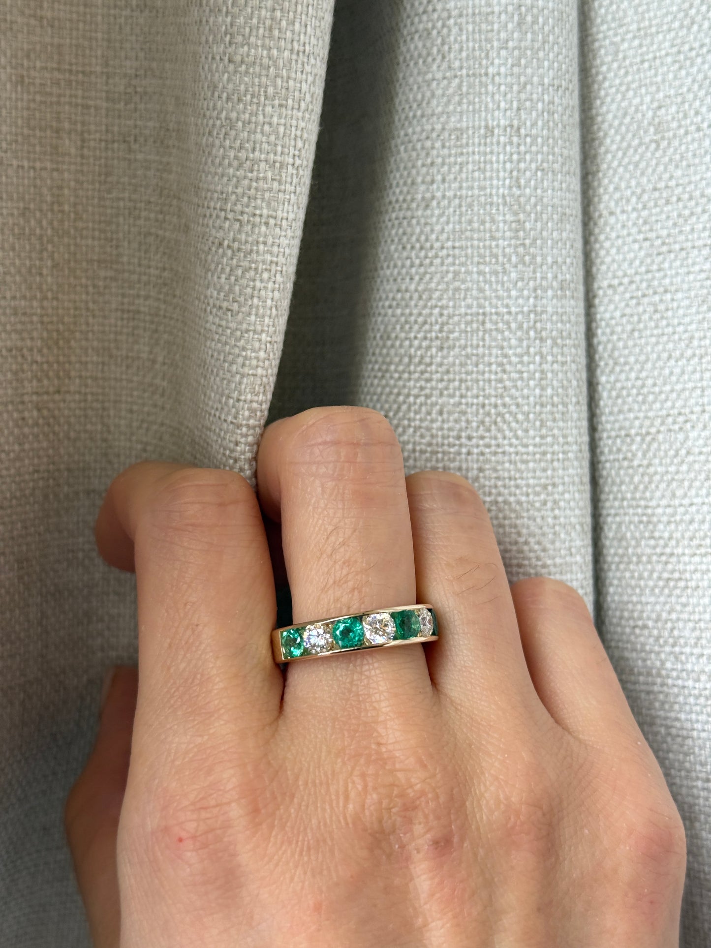 14K Emerald Diamond Anniversary Band