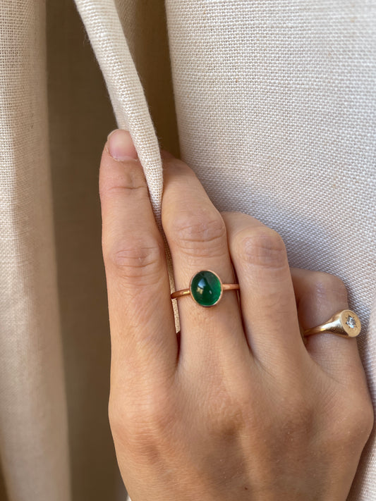 14K Rose Gold 2.7 CT Emerald Oval Ring